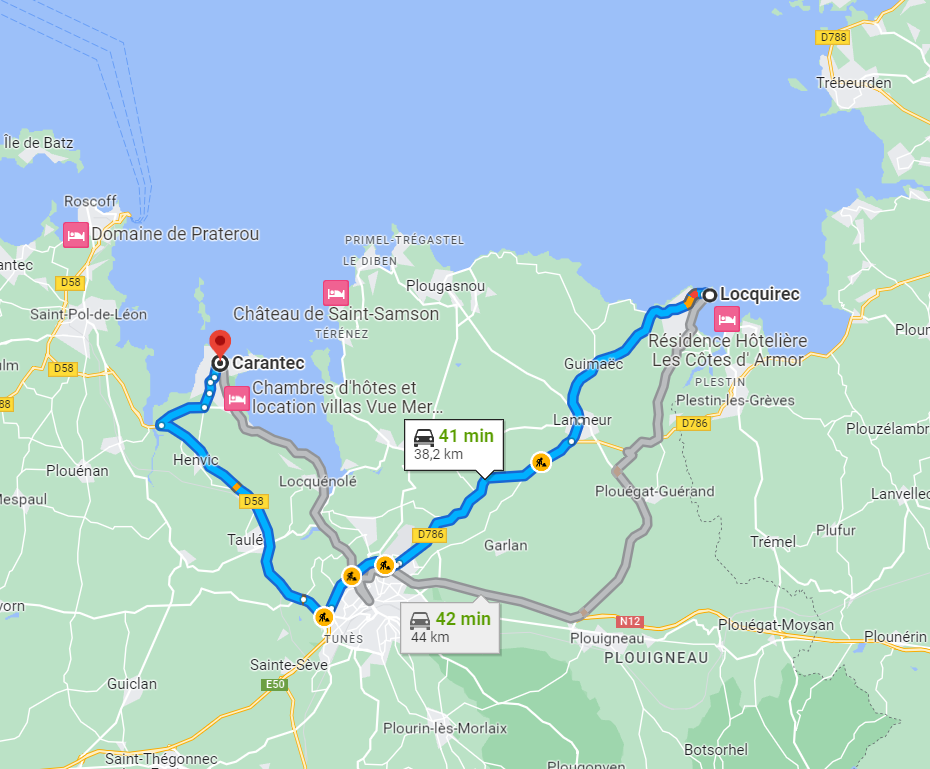 Route von Locquirec nach Carantec