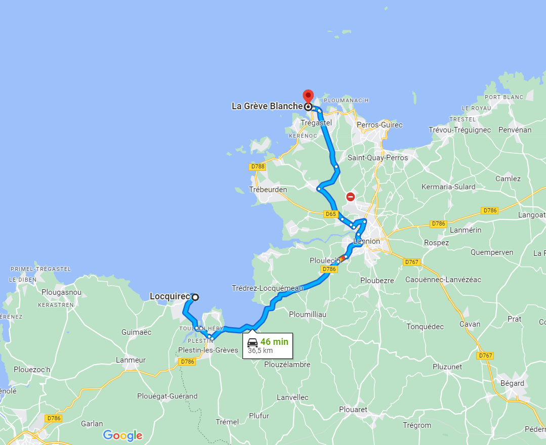 Route von Locquirec nach Grève Blanche